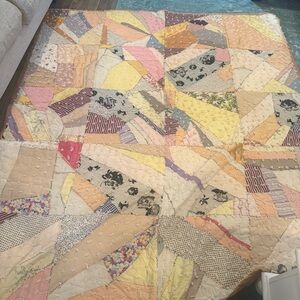 1940s Vintage Handmade Quilt 74x83 Patchwork Hand Tied Cottagecore